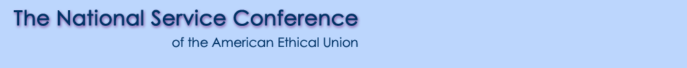 Image of National Service Conference Banner depicting the organization's title and circular logo